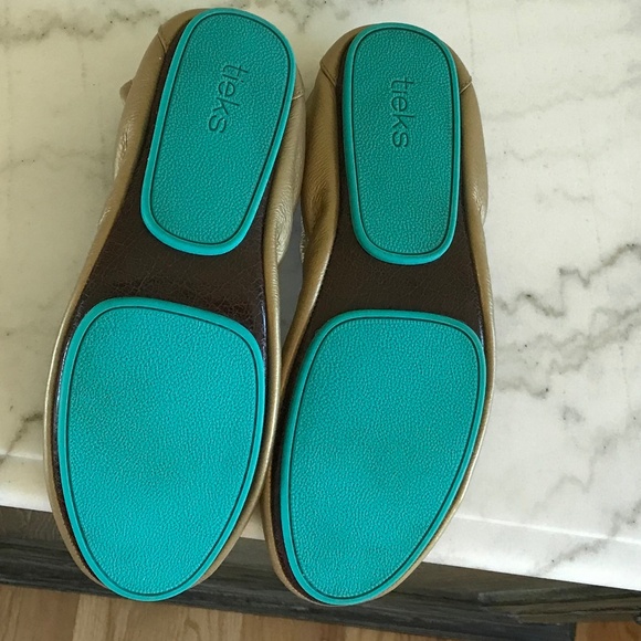 TIEKS METALLIC GOLD BALLET FLATS - Picture 11 of 12